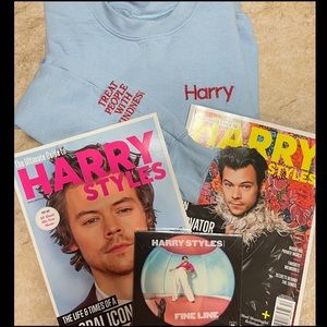 Harry Styles Bundle: L Crewneck Sweatshirt, Brand New CD,& 2 Brand New Magazines